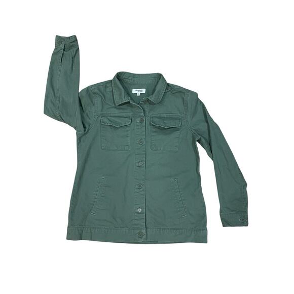 CHARLOTTE RUSSE Women’s Size (M) Green Jacket Embroidered Bird & Flower Pockets - Picture 2 of 11